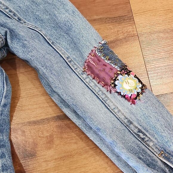 Upcycled Patchwork Handcrafted Embroidered Old Navy Denim Jacket - Picture 7 of 10